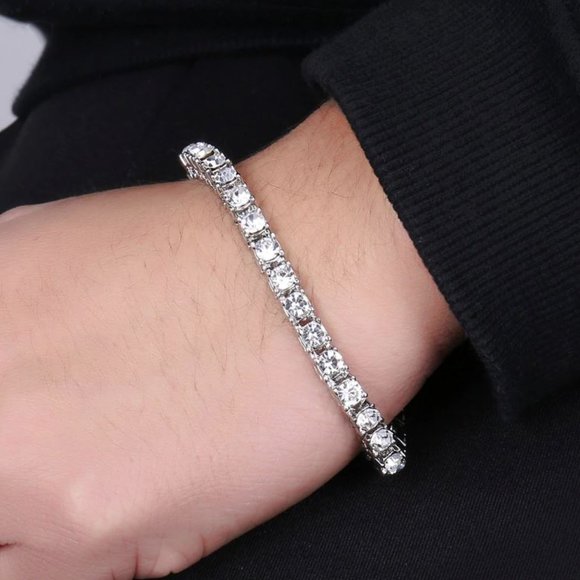 Women Silver Tennis Bracelet White CZ 8" - NEW - Picture 4 of 5